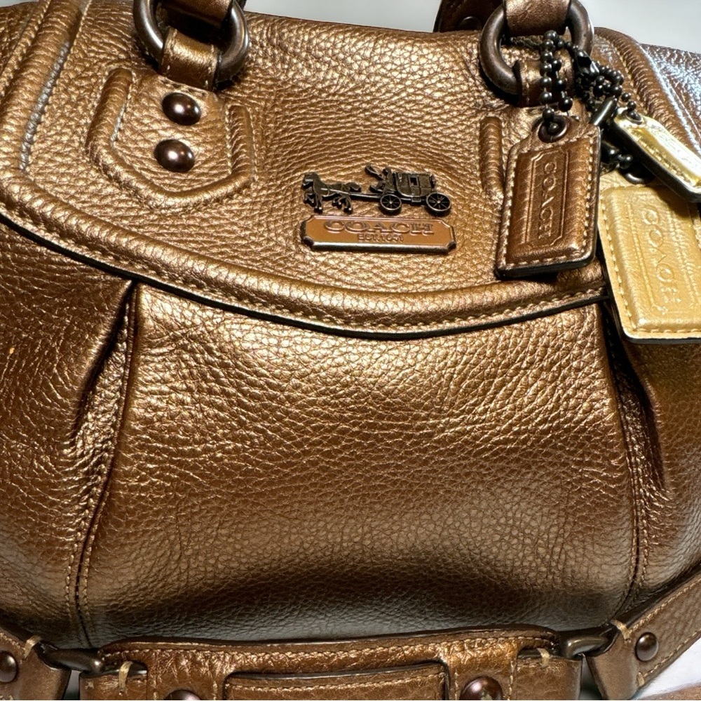 Coach Vintage Madison Audrey Metallic Bronze Leather Handbag w Three Hangtags - Picture 3 of 13